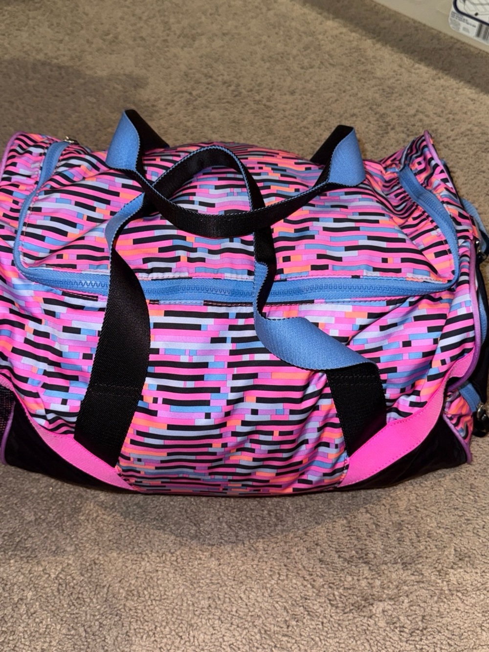 Ivivva Pink and Blue Geometric Travel Duffel